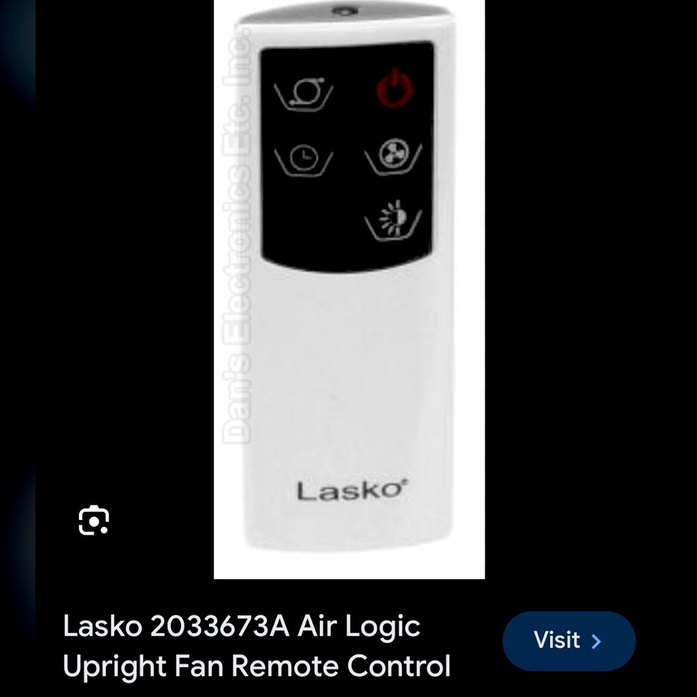 Lasko Remote Fan 5 Button. New GENUINE Replacement.